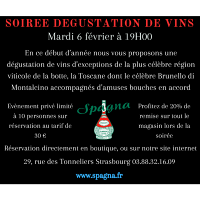 SOIREE DEGUSTATION MARDI 6 FEVRIER